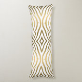Moderne gouden en witte zebrastripes lichaamskussen (Achterkant (Verticaal))