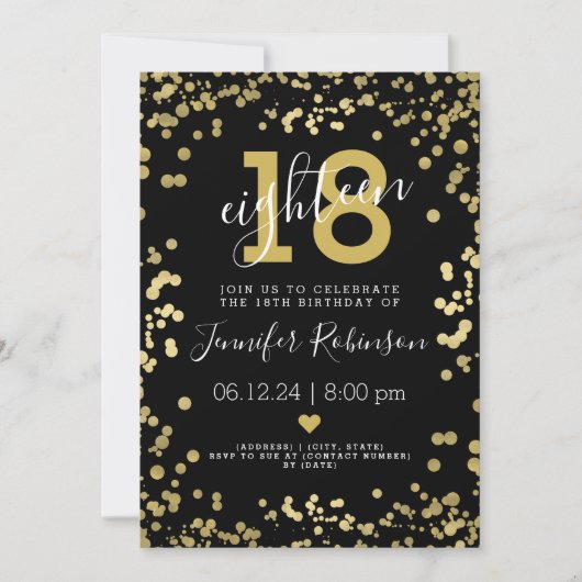 Moderne gouden en zwarte 18e olievlek-Stippen van  Kaart (Voorkant)