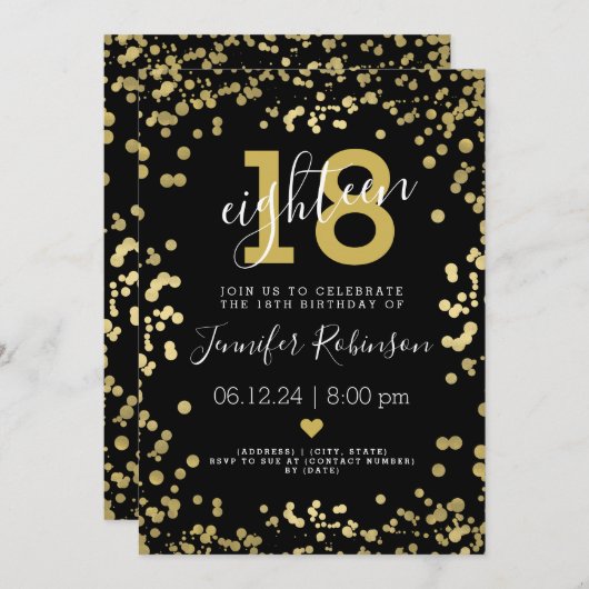 Moderne gouden en zwarte 18e olievlek-Stippen van  Kaart (Voorkant / Achterkant)