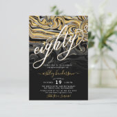 Moderne gouden en zwarte 80ste verjaardag kaart (Staand voorkant)