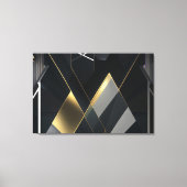 Moderne Gouden en Zwarte Abstracte Kunst Canvas Afdruk (Voorkant)