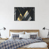 Moderne Gouden en Zwarte Abstracte Kunst Canvas Afdruk (Insitu (Slaapkamer))