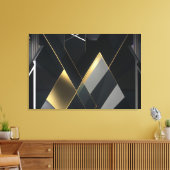Moderne Gouden en Zwarte Abstracte Kunst Canvas Afdruk (Insitu (Woonkamer))