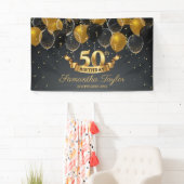 Moderne gouden en zwarte ballonnen 50ste verjaarda spandoek (Insitu)