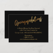 Moderne gouden en zwarte bruiloft informatiekaartje (Voorkant / Achterkant)