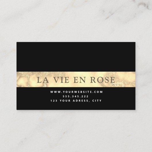 Moderne gouden en zwarte faux folie visitekaartje (Achterkant)