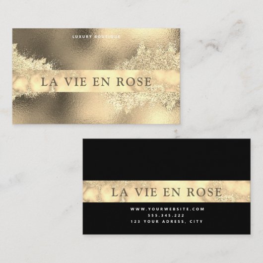 Moderne gouden en zwarte faux folie visitekaartje (Voorkant / Achterkant)