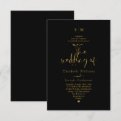 Moderne gouden en zwarte kalligrafie Monogram brui Kaart (Voorkant / Achterkant)