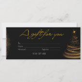 Moderne gouden en zwarte kerstcadeaukaartvoucher  kaart (Achterkant)