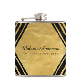 Moderne gouden en zwarte maatkolf heupfles