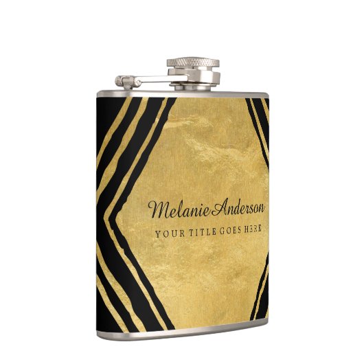Moderne gouden en zwarte maatkolf heupfles (Rechts)