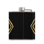 Moderne gouden en zwarte maatkolf heupfles (Achterkant)