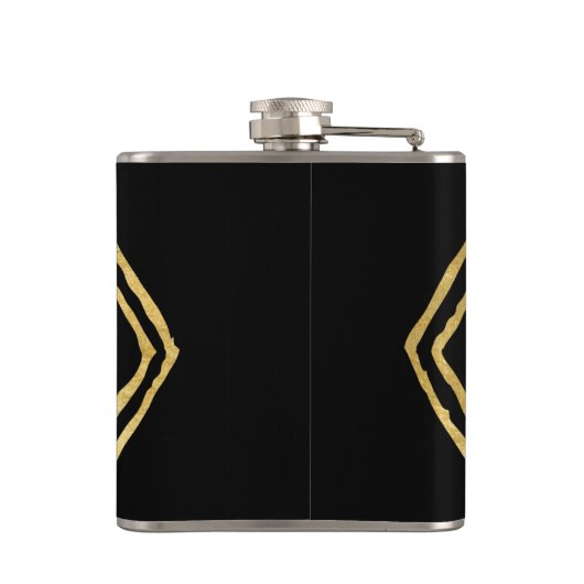 Moderne gouden en zwarte maatkolf heupfles (Achterkant)