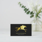 Moderne gouden en zwarte rondleiding visitekaartje (Staand voorkant)