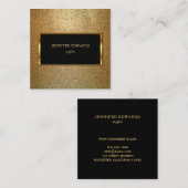 Moderne gouden en zwarte stijlvolle chic professio vierkante visitekaartje (Voorkant / Achterkant)
