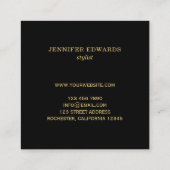 Moderne gouden en zwarte stijlvolle chic professio vierkante visitekaartje (Achterkant)