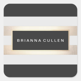 Moderne Gouden en Zwarte Strepen Vierkante Sticker