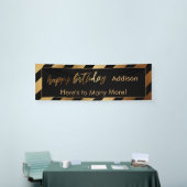 Moderne gouden en zwarte stripes, fijne verjaardag spandoek (Beurs)