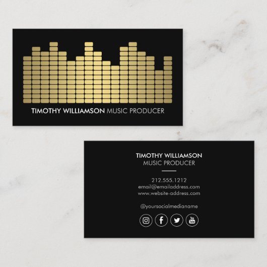 Moderne Gouden Equalizer DJ's, Muzikanten, Sociale Visitekaartje (Voorkant / Achterkant)