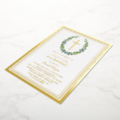 Moderne Gouden Eucalyptus Jongen 1e Verjaardag Doo Folie Uitnodiging (Gedraaid)