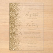 Moderne Gouden Faux Glitter Edge Wedding Acryl Uitnodigingen (Voorkant)