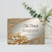 Moderne Gouden Floral Detail Behuizing Kaart (Staand voorkant)