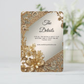 Moderne Gouden  Floral Detail Behuizing Kaart (Staand voorkant)