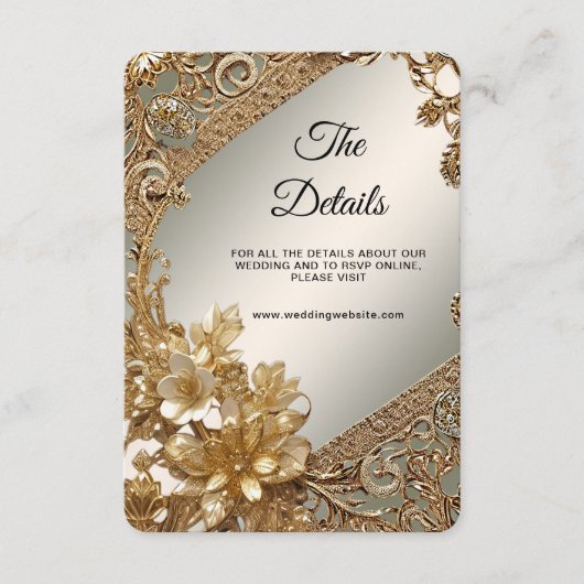 Moderne Gouden  Floral Detail Behuizing Kaart (Voorkant)
