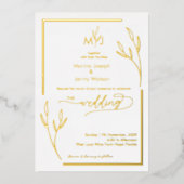 Moderne Gouden Folderrand Minimalistische Monogram Folie Uitnodiging (Voorkant)