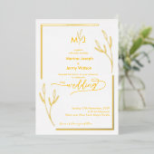 Moderne Gouden Folderrand Monogram Lettertype Folie Uitnodiging (Staand Voorkant)