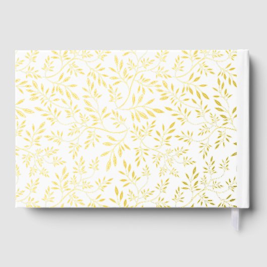 Moderne gouden folie bladeren en lijst bruiloft gastenboek (Achterkant)