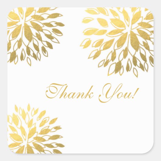 Moderne Gouden Folie Bloem Witte Elegante Sticker (Voorkant)