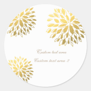 Moderne gouden folie bloemige witte elegante stick ronde sticker