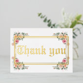 Moderne gouden folie bruiloft bedankt je kaart (Staand Voorkant)