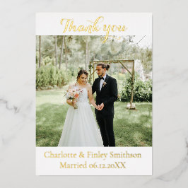 Moderne gouden folie bruiloft bedankt je kaart