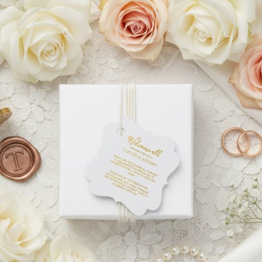 Moderne Gouden Folie Bruiloft | Elegant Minimalist Bedankjes Labels