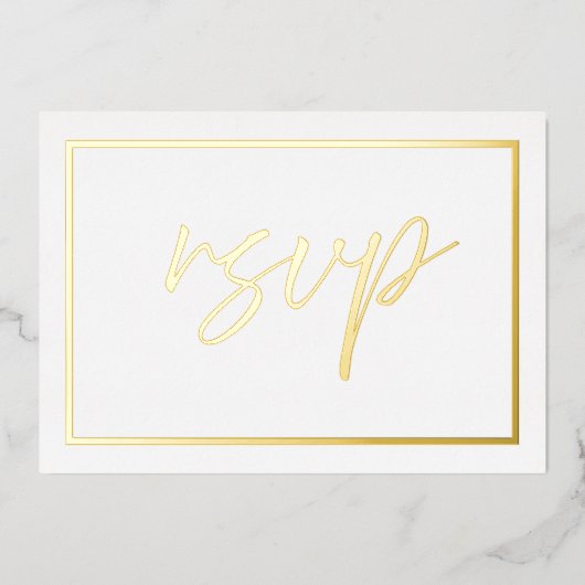 Moderne gouden folie bruiloft RSVP folie uitnodigi Folie Uitnodiging (Voorkant)