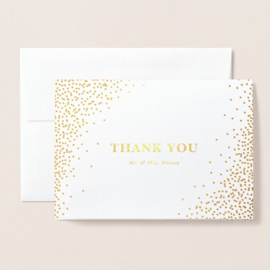Moderne Gouden Folie Confetti Stippen Bruiloft Dan Folie Kaarten (Voorkant met envelop)