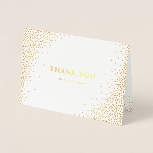 Moderne Gouden Folie Confetti Stippen Bruiloft Dan Folie Kaarten (Voorkant)