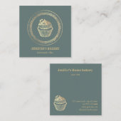 moderne gouden folie cupcake zelfgemaakte bakkeri vierkante visitekaartje (Voorkant / Achterkant)