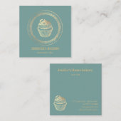  moderne gouden folie cupcake zelfgemaakte bakkeri vierkante visitekaartje (Voorkant / Achterkant)