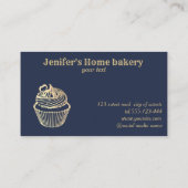Moderne  gouden folie cupcake zelfgemaakte bakkeri visitekaartje (Achterkant)
