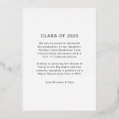 Moderne gouden folie foto Afstuderen aankondiging (Achterkant)