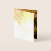 Moderne gouden folie palmboom foto bruiloft folie kaarten (Voorkant)