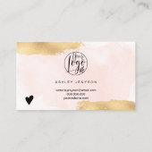 Moderne gouden folie roze logo bedankt visitekaartje (Achterkant)