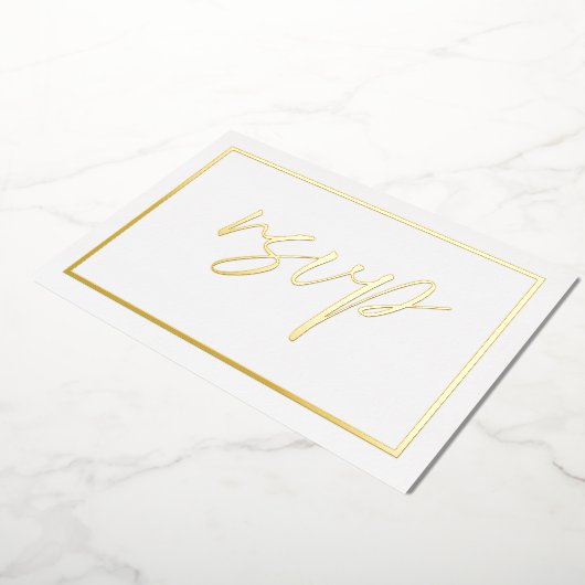 Moderne gouden folie trouw-RSVP folie uitnodiging (Gedraaid)