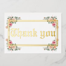 Moderne gouden folie trouwkaart bedanken