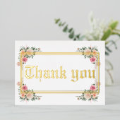 Moderne gouden folie trouwkaart bedanken uitnodiging (Staand Voorkant)