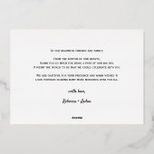 Moderne gouden folie trouwkaart bedanken uitnodiging (Achterkant)