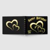 Moderne Gouden Folie Verjaardag op Black Rec Monog Gastenboek (Volledig)